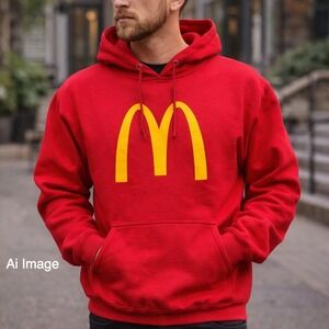 McDonald's Golden Arches Hoodie XL Red Sweatshirt Americana Logocore Pop Culture